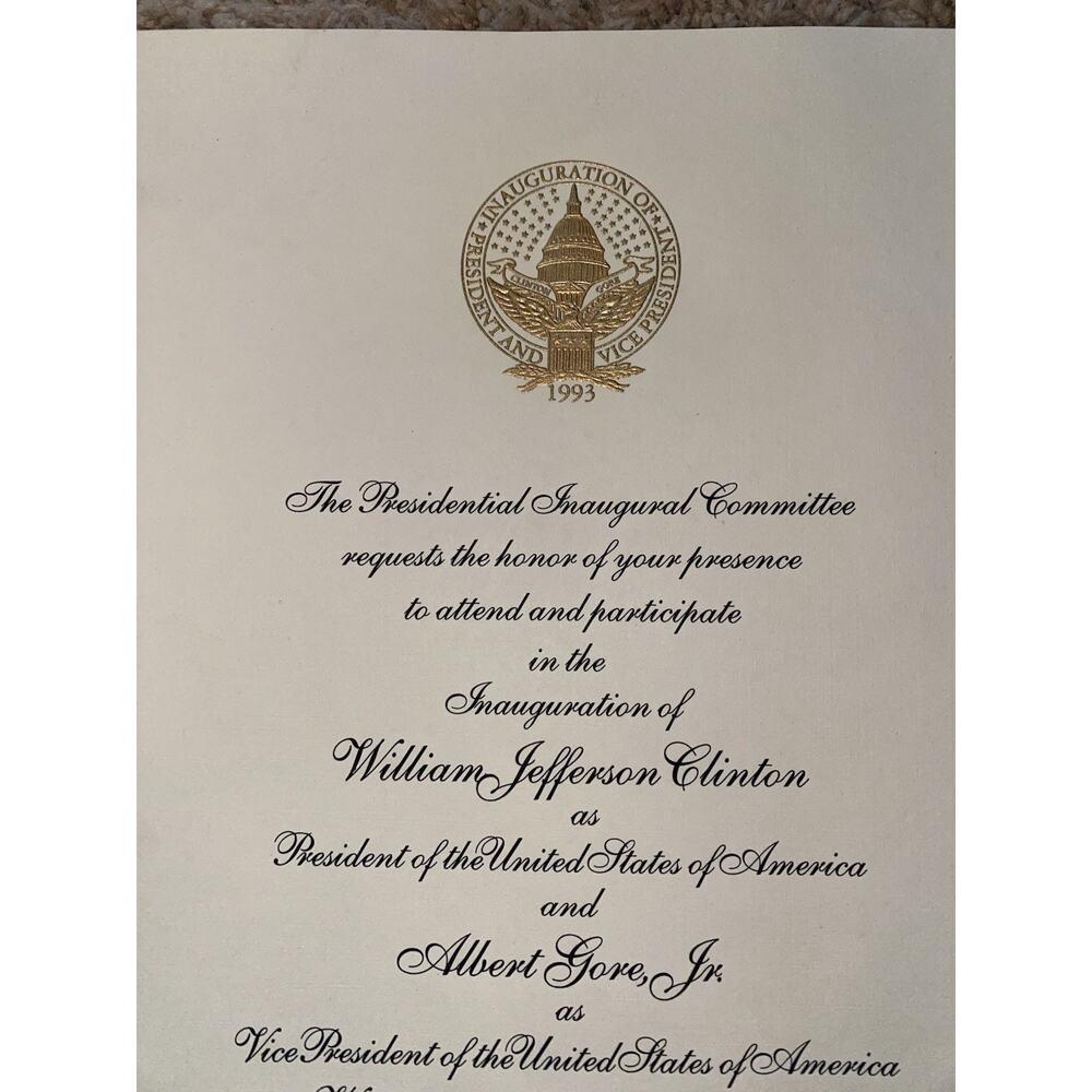 Rare 1993 Commemorative ClLINTON/GORE Presidential Inaugural Invitation USA - Picture 4 of 8